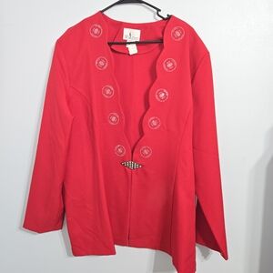 M#40 Whisper Size 3XL Red‎ Embellished Open Front Jacket